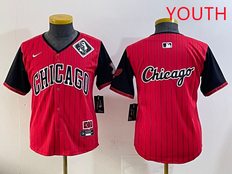 Youth Chicago White Sox Blank Red Stripe Joint Name Nike 2025 MLB Jersey style 20->youth mlb jersey->Youth Jersey